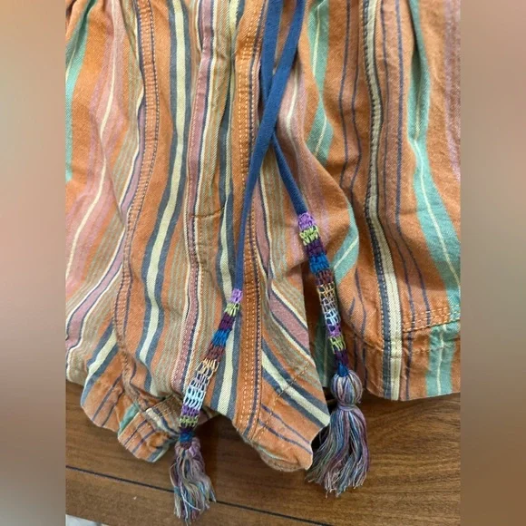 Free People Kahuna Harem Shorts XS Orange Stripe Boho Festival Cotton - Picture 6 of 11